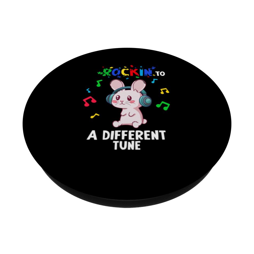 Rockin' to a Different Tune Autism Warrior PopSockets Swappable PopGrip, Black - Image 2