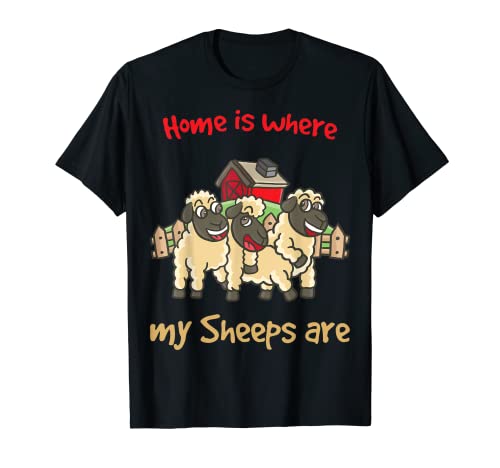 Inicio es donde mis ovejas son Lamb Farmer Ovejas Granja Animal Camiseta