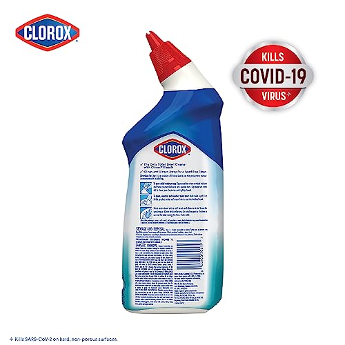 Clorox Toilet Bowl Cleaner, Clinging Bleach Gel, Cool Wave Scent, 24 Ounces