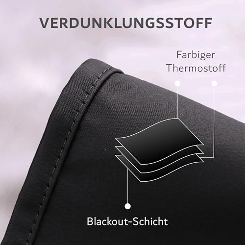 Cozyor Praktisches Set ohne Bohren: 2X Vorhang + 1x Klemmstange Silber 111-200 cm + 2X Raffhalter mit Magnet Blickdicht & verdunkelnd, als Raumteiler, Fenster & Tür Schwarz Thermovorhang 220x135cm