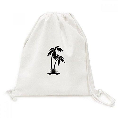 Sac à dos cordon voyage toile imprimée cocotier noir plage voyage