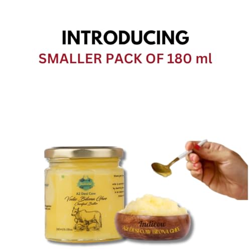 A2 Desi Cow Ghee| (180ml (6.08oz), A2 Cow Ghee (Sahiwal Cows)) | Grass Fed, Pasture Raised Clarified Butter Fat, Keto, Paleo, Lactose Free, Casein Free, Non-GMO | a2 ghee organic grass fed