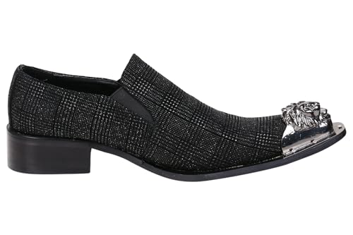 Santimon Mens Loafers Pointed Toe Sparkling Leather Fashion Casual Metal Tip Western Dress Shoes3