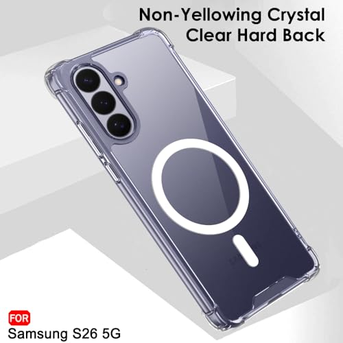 Image of TheGiftKart for Samsung S26 Case, Shockproof Clear Back Cover Compatible with MagSafe, Camera & Screen Protection, 360 Degree Protection Galaxy S26 Back Cover (PC & TPU, Transparent)