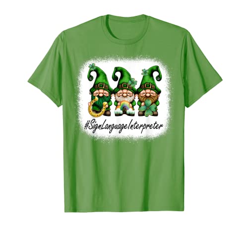 Sign Language Interpreter Lucky Women Gnomes St Patricks Day T-Shirt