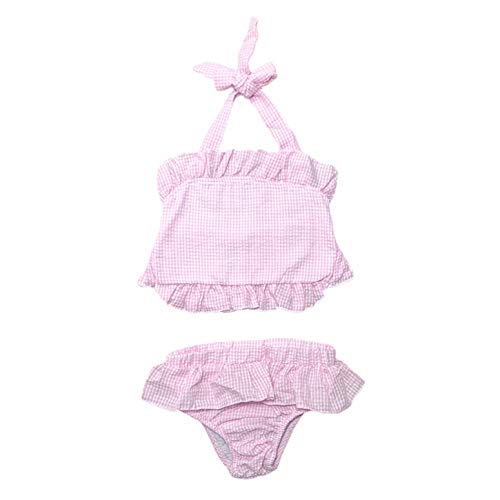 MONOBLANKS Cute Baby Girls Swimwear Bow Seersucker Bikini 2 Piece Swimsuit (12 18m, Pink(Two Piece))