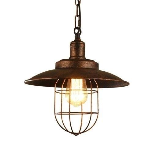 Suspension cage industrielle en bois blanchi pour illuminer votre salle à manger
