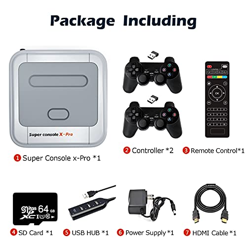 Kinhank Retro Game Console 64GB, Super Console X PRO Built-in 45,000+ Games, Video Game Console Systems for 4K TV HD/AV Output, Dual Systems (64G) - Thumbnail 7