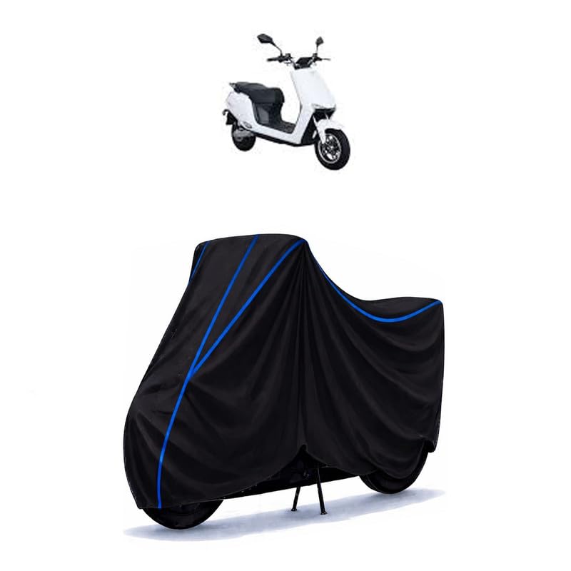 Image of Scooty Cover Water Resistant for A2 | Universal Scooter & Bike Cover | Heavy Duty UV Dust, Rain & Scratch Protection | Elastic Fit All Weather Indoor Outdoor | Black with Blue Piping