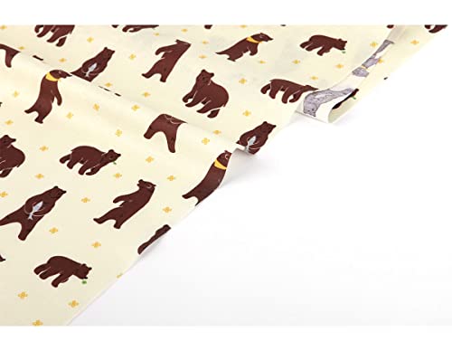 Tissus coton ours grizzly 14m au rouleau pour couture et loisirs créatifs