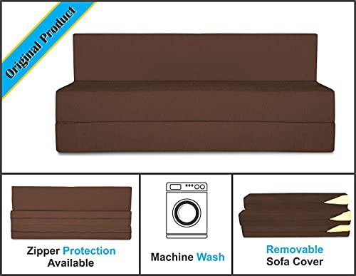Image of Adorn India Easy Treno 3 Seater Sofa Cum Bed Sit & Sleep Perfect for Guest, Colour Brown, 6'x6', (1 Year Warranty)