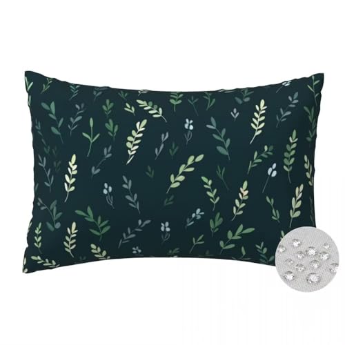 Juego de 2 Fundas Cojines 60x80 cm, Funda Cojin Verde Oscuro Impermeables para Exteriores, Funda de Almohada Hierbas de Lino Cojines Decorativos para Sofá Habitacion Sala de Estar Patio Jardín -FS625