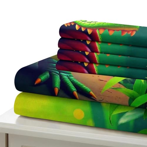 Housse de couette microfibre imprimé 3D crocodile parure de lit zippée animaux sauvages