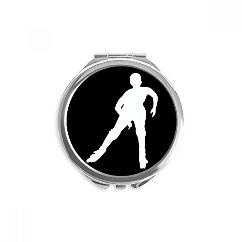 Miroir de maquillage de poche ski noir silhouette cadeau rond original pour skieur