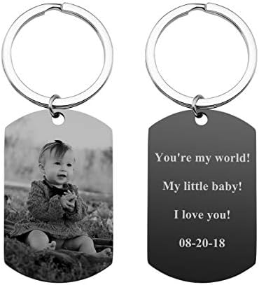 Zysta Personalized Kechains, Calendar Text Photo Keychain Dog Tag Custom Picture Keychain for Women Men Jewelry Gift