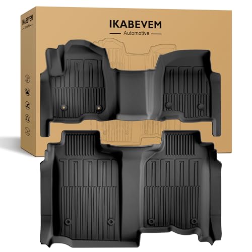 IKABEVEM Floor Mats for Chevy Silverado/GMC Sierra 2019-2026 Crew Cab 1500 & 2020-2026 2500HD /3500HD Without Rear Underseat Storage Box Front Bench Seat