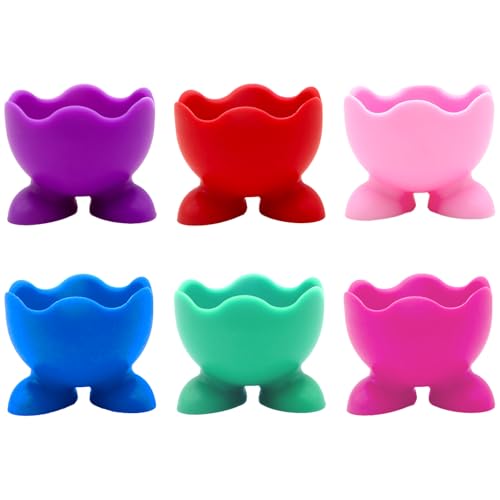 Bekecidi Silicone Egg Cups Set, 6pcs Colorful Egg Cups Egg Cups Stand Eggs Dipping Holder Stand Chicken Egg Cups for Kitchen Boiled Eggs Breakfast, 6 Colors