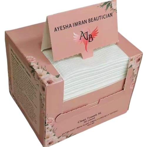 Clean Towels XL - Biodegradable Disposable Face Towels, Ultra-Soft Makeup Remover Wipes, Dry Lint-Free Facial Cloths for Sensitive Skin, 50 Count (1 Pack)