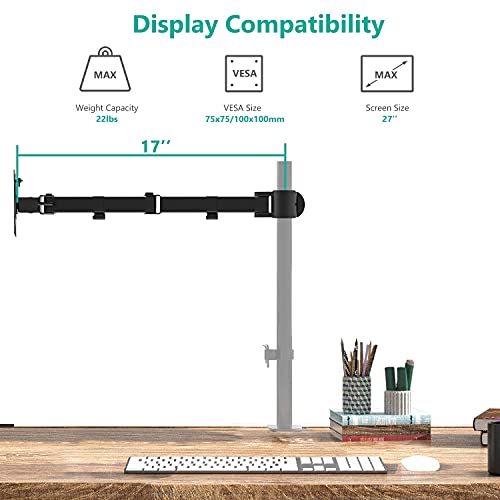 Image of WALI Universal Single Fully Adjustable Arm for WALI Monitor Mounting System (001ARM), Black