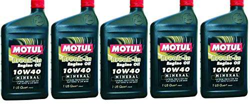 Motul 108080 Set of 5 Break-in 10W-40 Mineral Oil 1-Quart Bottles