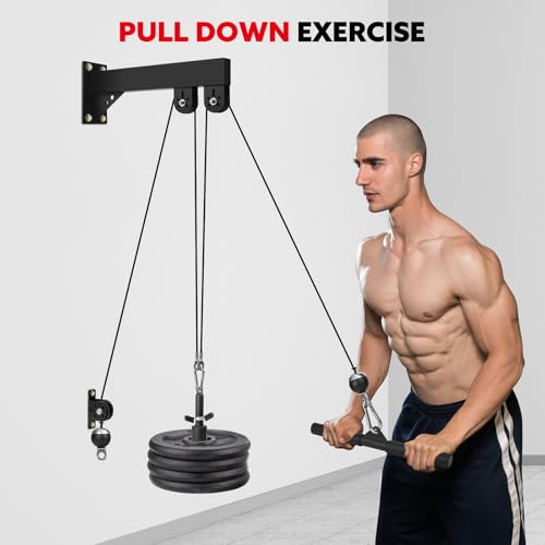 FVNBXG Sistema de Polia de Cabo Montado Na Parede, Máquina de Pulldown Lat com Barra de Pulldown Lat