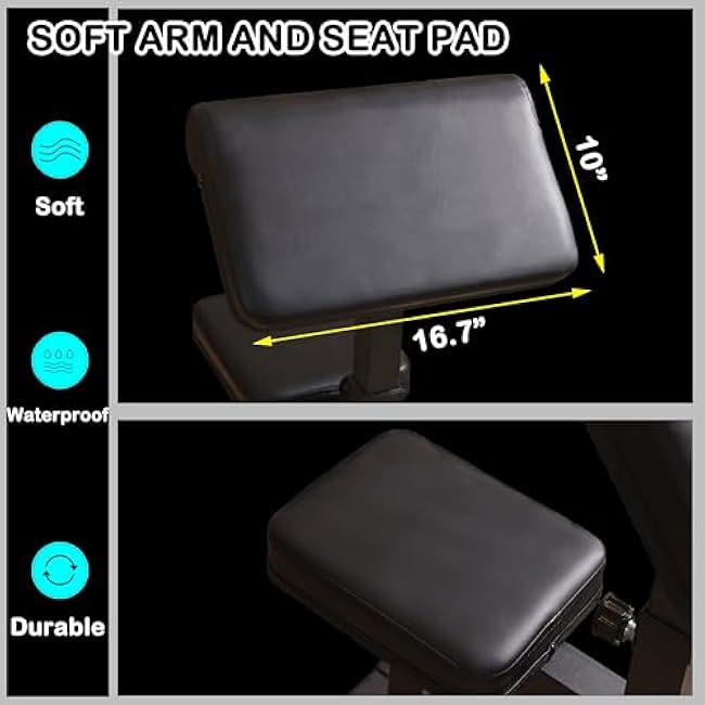 Fitness Black Adjustable Arm Preacher Curl bench, Bicep Tricep Curl Machine, Seated trenghthen Training Isolated Barbell Dumbell Station for Home Gym