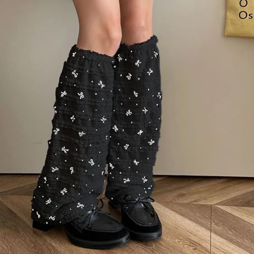 Image of YELAIVP Kawaii Leg Warmers Y2K Knit Lace up Leg Warmers Cute Japanese Harajuku Lolita Leg Warmer for Women Girls