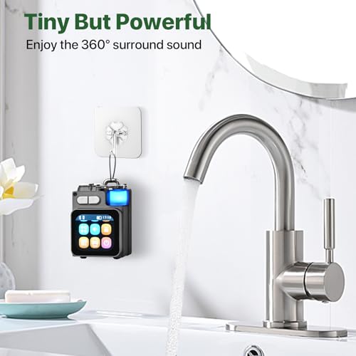 Image of Mini Bluetooth Speaker, Smart Wireless Portable Speaker with Touchscreen, Loud HD Sound, LED Lights, BT5.4, All In One Small Audio for Home /Outdoor /Travel /Shower /Party /Beach /Camping /Hiking /Cycling