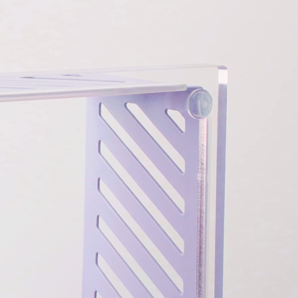 Sticky Note Holder Dispenser - Acrylic Base With Purple Metal Mesh, 3.5" Cube, Desk Organizer - View #4