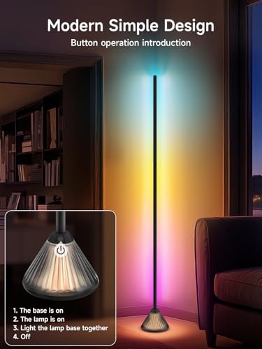 Corner Floor Lamp, Smart RGB LED Corner Lamp with App & Remote Control, Music Sync, Scene Modes, Modern Ambient Lighting Floor Lamp for Living Room, Bedroom, Gaming Room Decor - Image 6