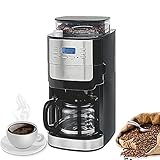 IROEJT Filterkaffeemaschine, Kaffeevollautomat mit integriertem Mahlwerk, 24-Stunden-Programmierung, 1,8-Liter-Wassertank, 200-g-Bohnenkapazität, 8 Mahlgrade, automati
