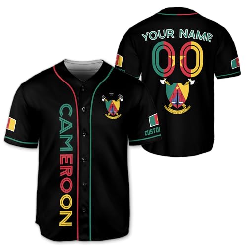 Camiseta de béisbol personalizada de Camerún para hombre, camiseta de Camerún para hombre, fútbol de Camerún, camiseta de béisbol de Camerún miniatura 1