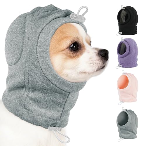 Image of MIGOHI Small Dog Anxiety Relief Ear Muffs - Anti-Slip Dog Ear Cover for Thunderstorm, Fireworks, Sound Reducing Ear Padding & Keep Warm Wrap for Small Dog,M,Gray