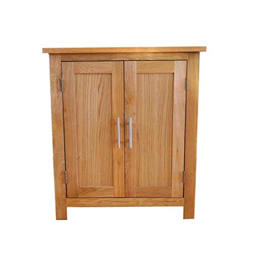 Armario pequeño de madera de roble para guardar zapatos, organizador de zapatos, pequeño aparador encerado natural