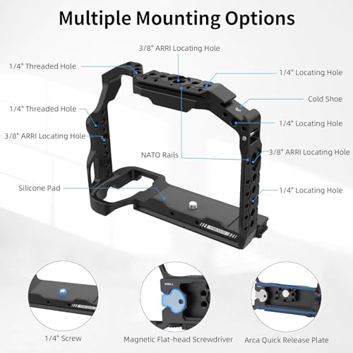 Image of Nitze Aluminum Alloy Camera Cage for LUMIX G9 II / S5 II / S5 IIX Camera, Compatible with Arca Swiss, with Cold Shoe