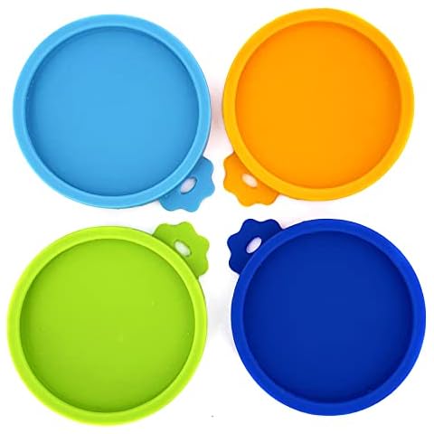 Comtim 4 Pack Cat Food Can Lids, Silicone Small Pet Food Can Lids Covers for 3 oz Cat Food Cans Cover