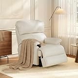 COLAMY Flex Triple Motors Wall Hugger Power Recliner Chair with Power Headrest & Lumbar Support Independent Adjustment for Living Room, Leather Electric Recliner Sofa Chair, Beige