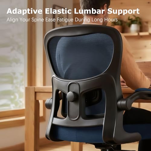 Image of AreShark Office Chair Ergonomic Desk Chairs with Adjustable Lumbar Support, High Back Breathable Mesh Chair with Wheels& Flip-up Armrests,Rolling Swivel Comfy Task Computer Chair for Home Work Gaming