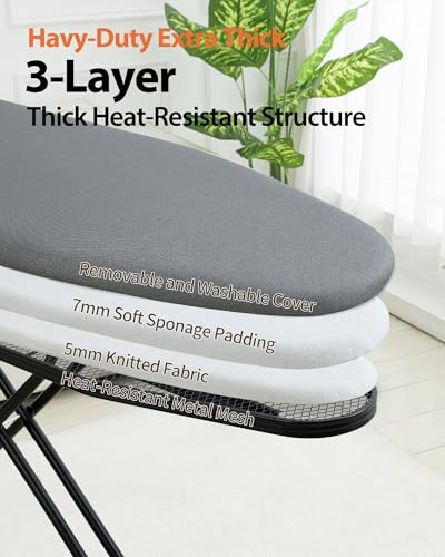 Ironing Board Full Size, 43×13 Folding Ironing Boards, Height Adjustable & Space-Saving Wide Iron Board with Heat-Resistant Cover, Thick Pad & Heavy Duty Iron Table, for Laundry Room Clothes, Gray - Image 3