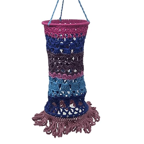 Lampion rose mauve bleu fait main au crochet, une pièce artisanale d'exception