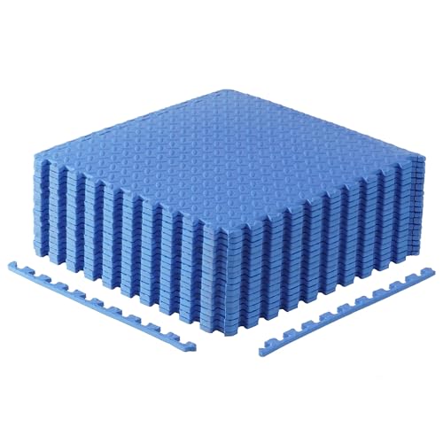 CAP Barbell 1/2-Inch Interlocking EVA Foam Exercise Puzzle Mat Home Gym Flooring - 3 Pack | 24" x 24" x 1/2" | Diamond Pattern - Blue