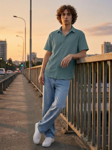 Image of Leriya Fashion Men Poly Blend Fabric | Textured Finish | Collar Neck | Button Closure | Office & Casual Wear | S-3XL