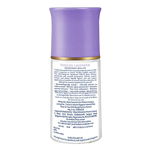 Yardley London English Lavender Anti Perspirant Deodorant Roll On For Women, Floral, 50ml - Image 4