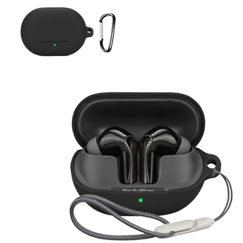 For SOUNDPEATS Air5 Pro ケース カバー (カラビナ付き+ストラップ付き ) 落下防止 キズ防止 耐衝撃 装着充電可能 防水 防塵 SOUNDPEATS Air5 Pro 用 ケース カバー(ブラック)