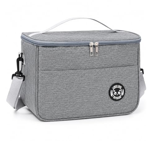 Bolsa Térmica Lancheira com Alça e Bolso Lateral, Cinza