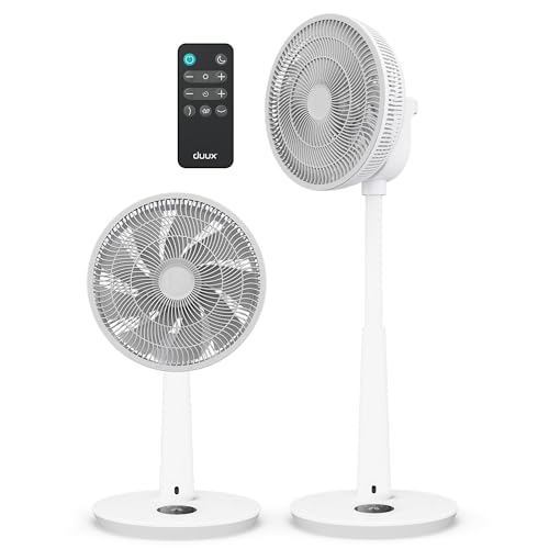 Duux Whisper 3 Standventilator Energiesparender Ventilator mit 26 Geschwindigkeiten Timer & Nachtmodus Höhenverstellbar (7395 cm) Horizontale & Vertikale Oszillation Weiß