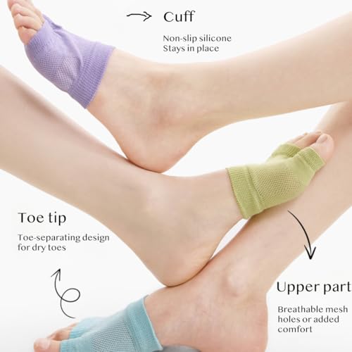 Girls Half-toe Socks, Women Thin, Sheer Lyocell, Toe-Separating Breathable Mesh, Non-Slip Silicone, Flip-Flops, Colorful3