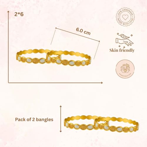 Image of ACCESSHER Traditional Gold-Tone Kada Bangles Set | Handcrafted Textured Bangle Jewellery Set for Gift | Stylish Bracelet Bangles for Women & Girls (Set Of 2)