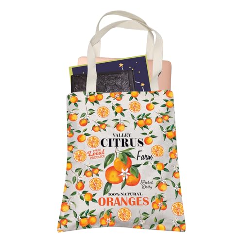 Sac fourre-tout orange grand format : le sac de courses imprimé agrumes de la ferme