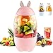 Mini mixeur personnel à smoothie, 330 ml, mignon oreilles de lapin, presse-agrumes avec recharge USB, presse-agrumes portable, mini mélangeur à une main, tasse de voyage, rose